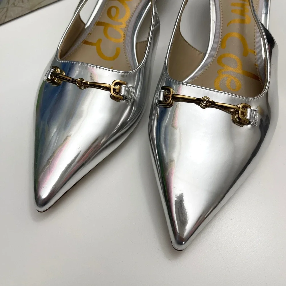 Sam Edelman Fitzgerald Kitten Heels in Silver Size 7.5 - Picture 7 of 12